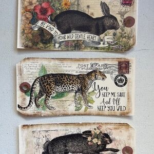 Large Vintage Theme Tags - For special gifts, framing,  junk journals - Set of 3